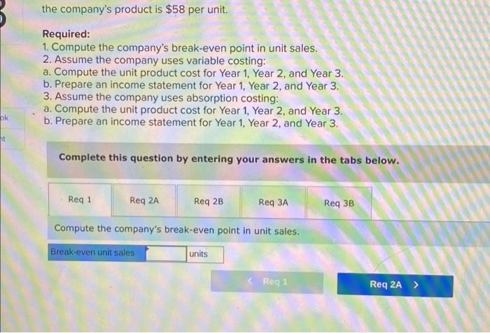 Statements [LO7-1, LO7. 2] Haas Company manufactures and sells one product. The