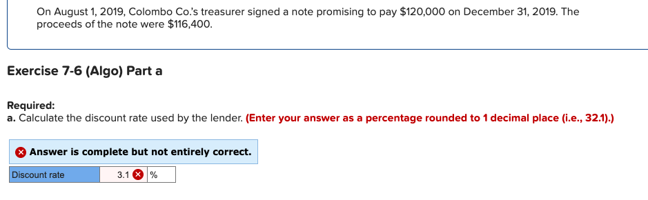  On August 1, 2019, Colombo Co.'s treasurer signed a note promising