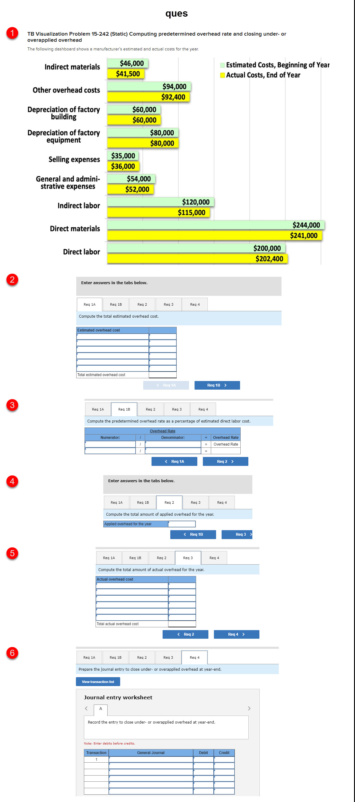  1 TB Visualization Problem 15-242(Static) Computing predetermined overhead rate and closing