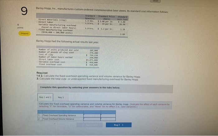 Please break down all Req 1-2 and Req 3 Barley Hopp, Inc.,