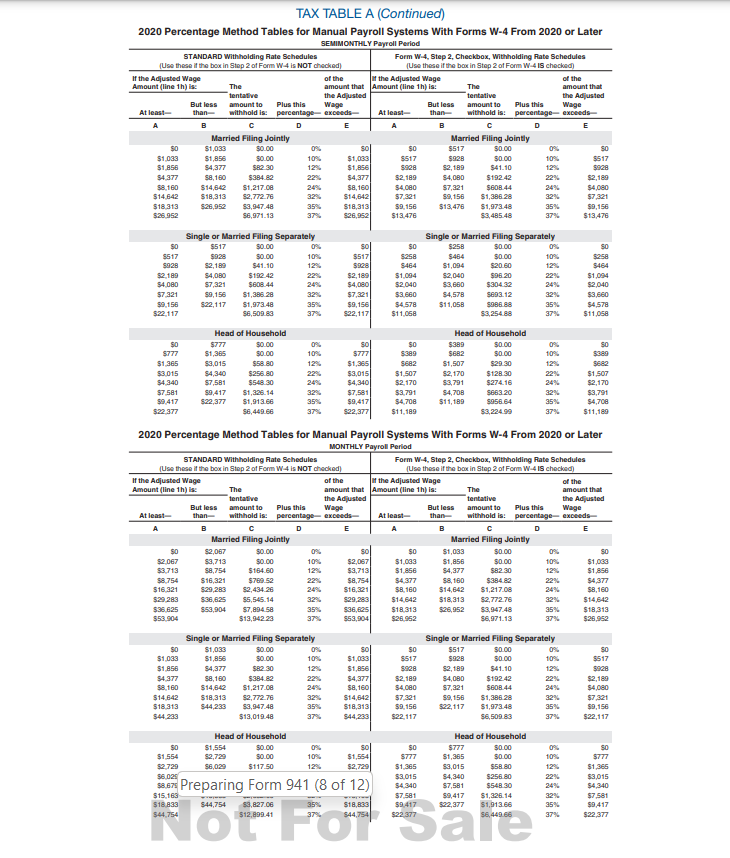 From 2020 or Later 2020 Percentage Method Tables for Manual Payroll Systems