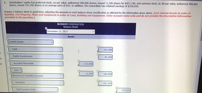 Presented below is the balance sheet of Sargent Corporation for the current