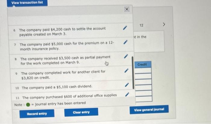 Venture Consultants and completed the following transactions in March. March 1 Brooks
