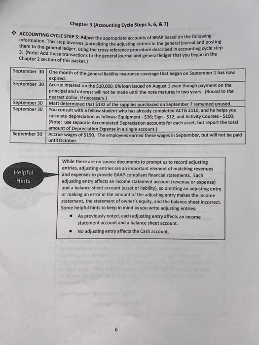  Chapter 3 (Accounting Cycle Steps 5, 6, & 7) ACCOUNTING CYCLE