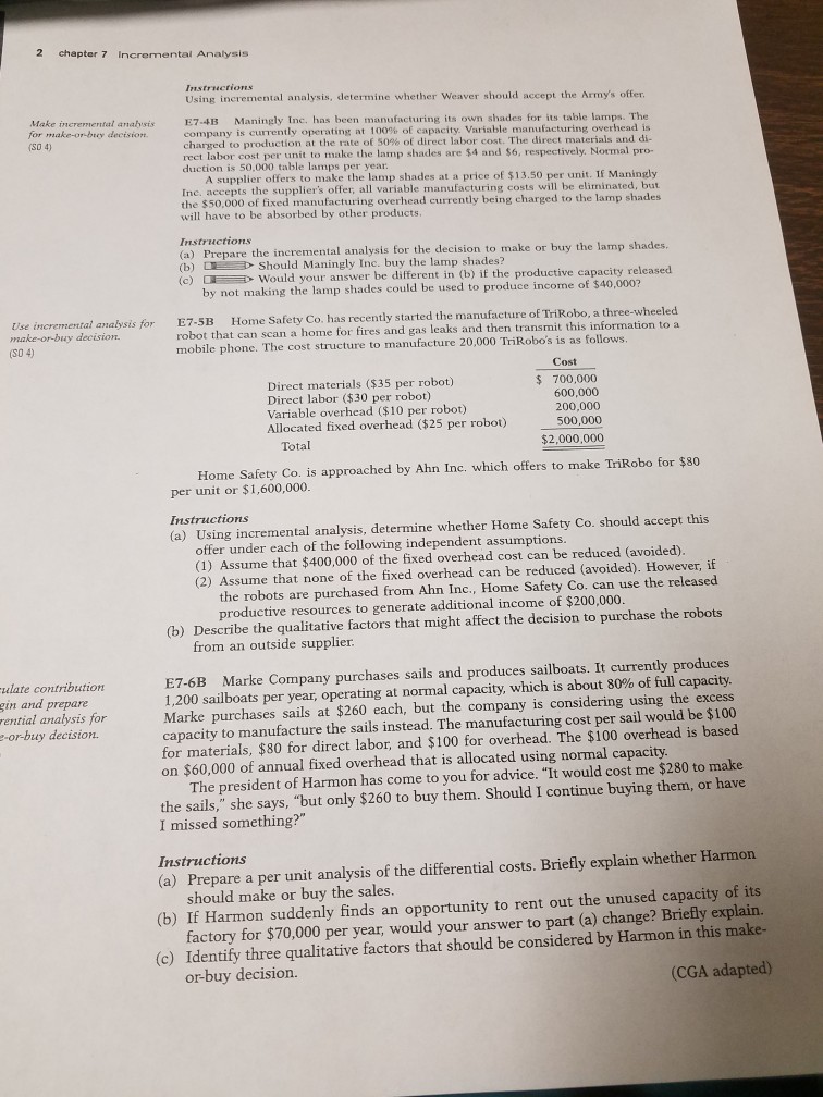  I need E7-4B, E7-5B 2 chapter 7 Incremental Analysis Using incremental