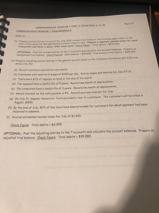 The purpose of comprehensive Problem is to review and reinforce your understanding