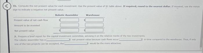 considering two capital investments. The estomated operating income and net cash flows