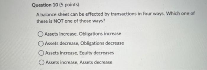 Revenue Assets, Equity Question 2 (5 points) A company makes a $5,000