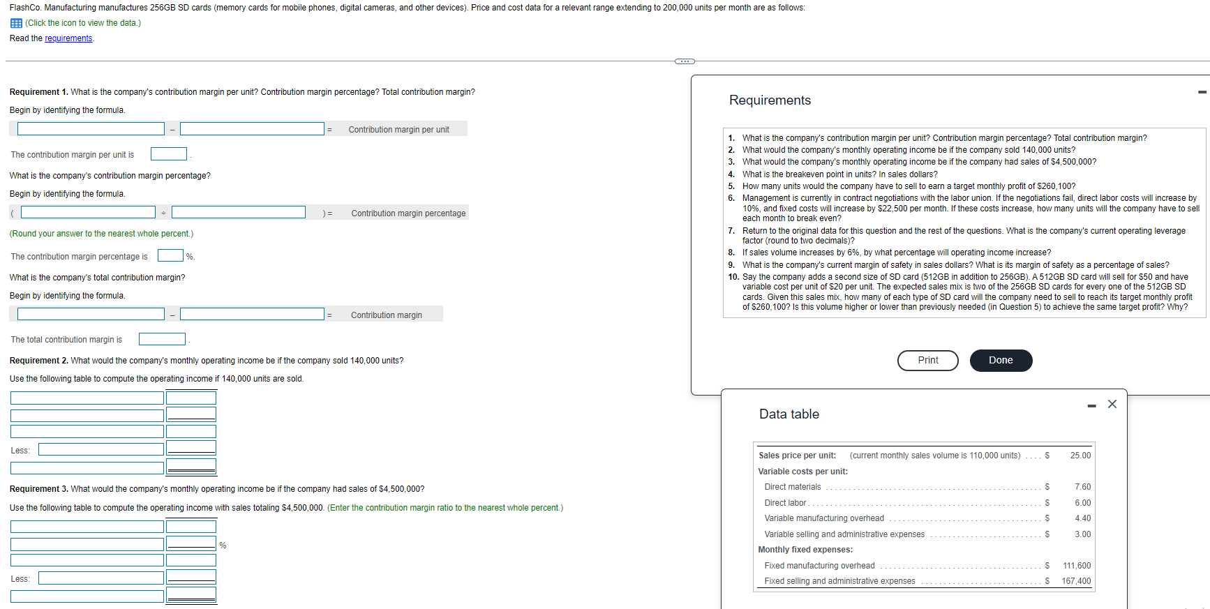  Time Sensitive! E (Click the icon to view the data.) Requirement