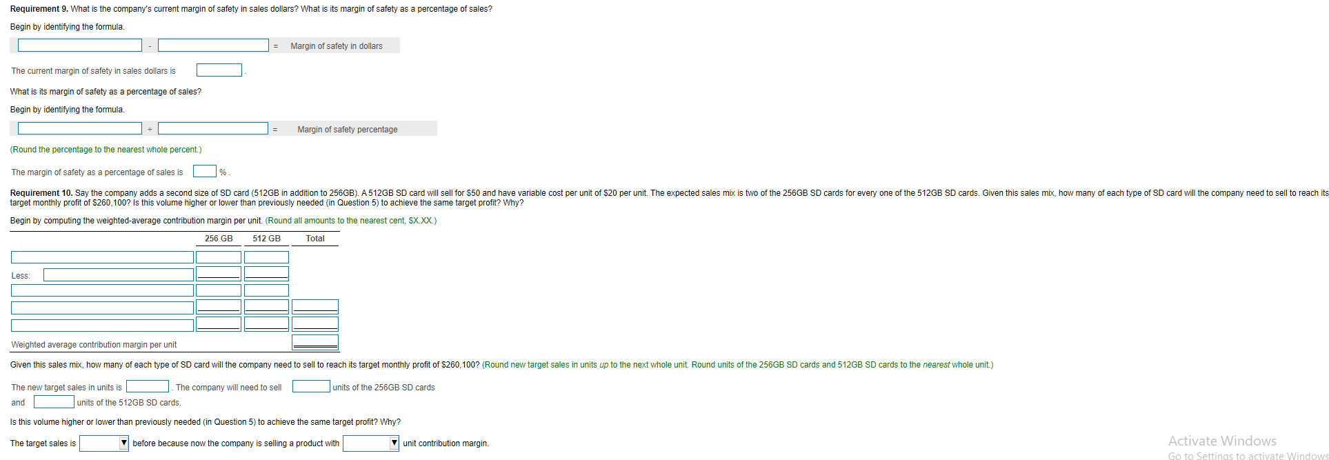 Total contribution margin? Requirements Begin by identifying the formula. 1. What is