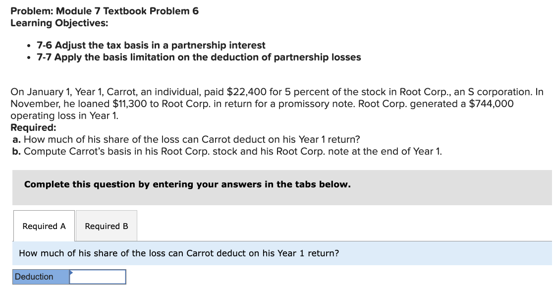  Problem: Module 7 Textbook Problem 6 Learning Objectives: - 7-6 Adjust