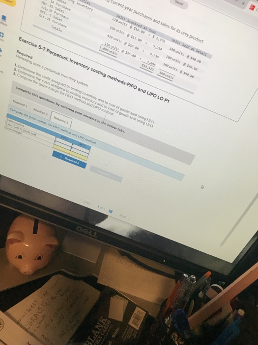 the following current-year purchases and sales for its only product Units Acquired