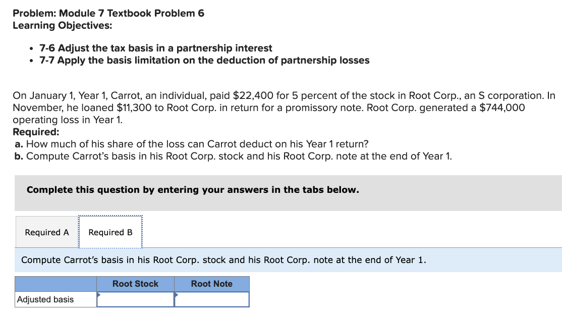 the tax basis in a partnership interest - 7-7 Apply the basis