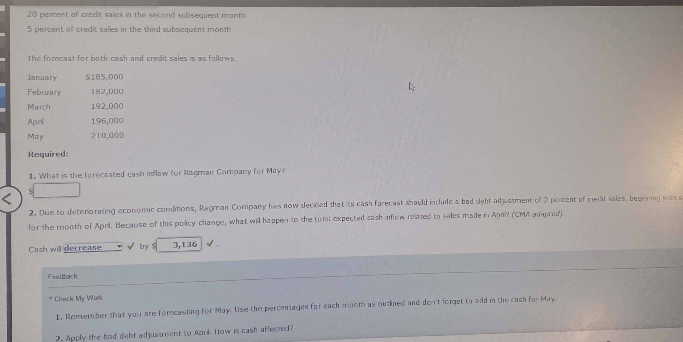  Feedback Theck My Work Remember that you are forecasting for May.