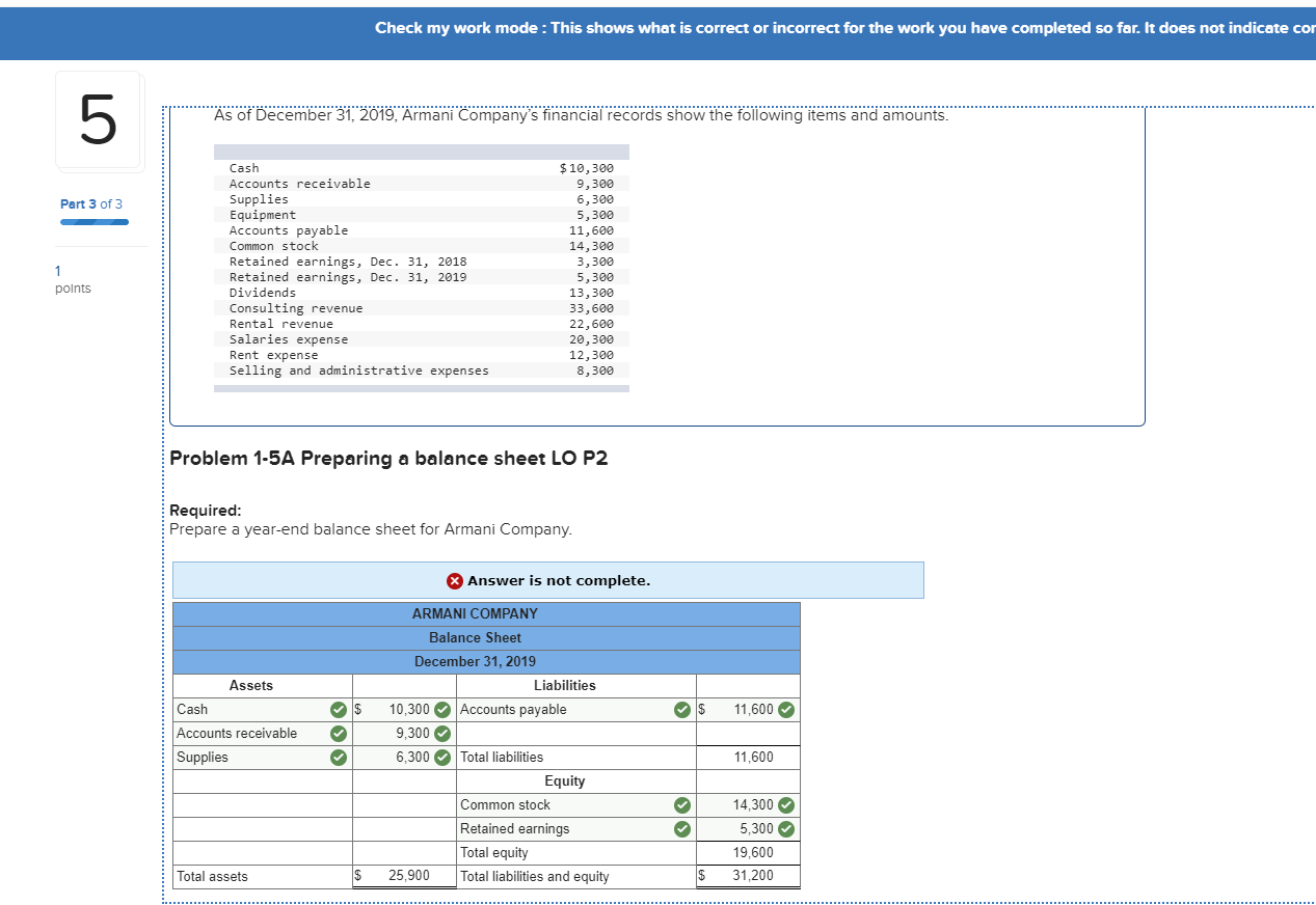 Check my work mode : This shows what is correct or