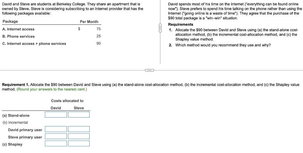 PLEASE ANSWER FULL QUESTION. I WILL GIVE THUMBS UP! David and Steve