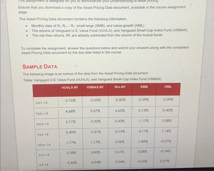 of the Asset Pricing Data document, available in the course assignment page.