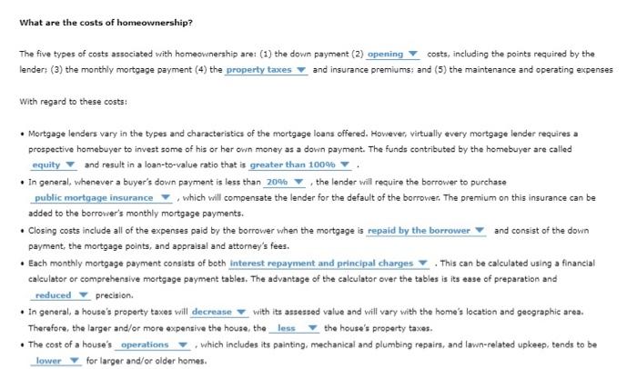 and costs of homeownership What are the benefits and costs associated with