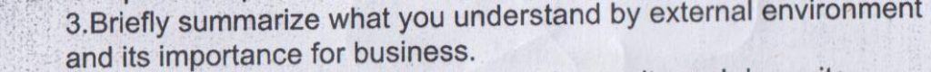  10 points 3.Briefly summarize what you understand by external environment and