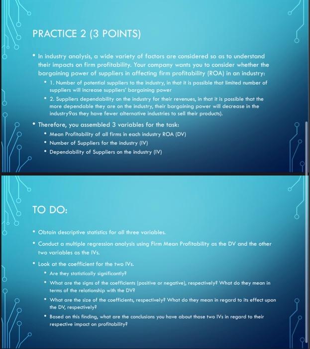  Looo PRACTICE 2 (3 POINTS) In industry analysis, a wide variety