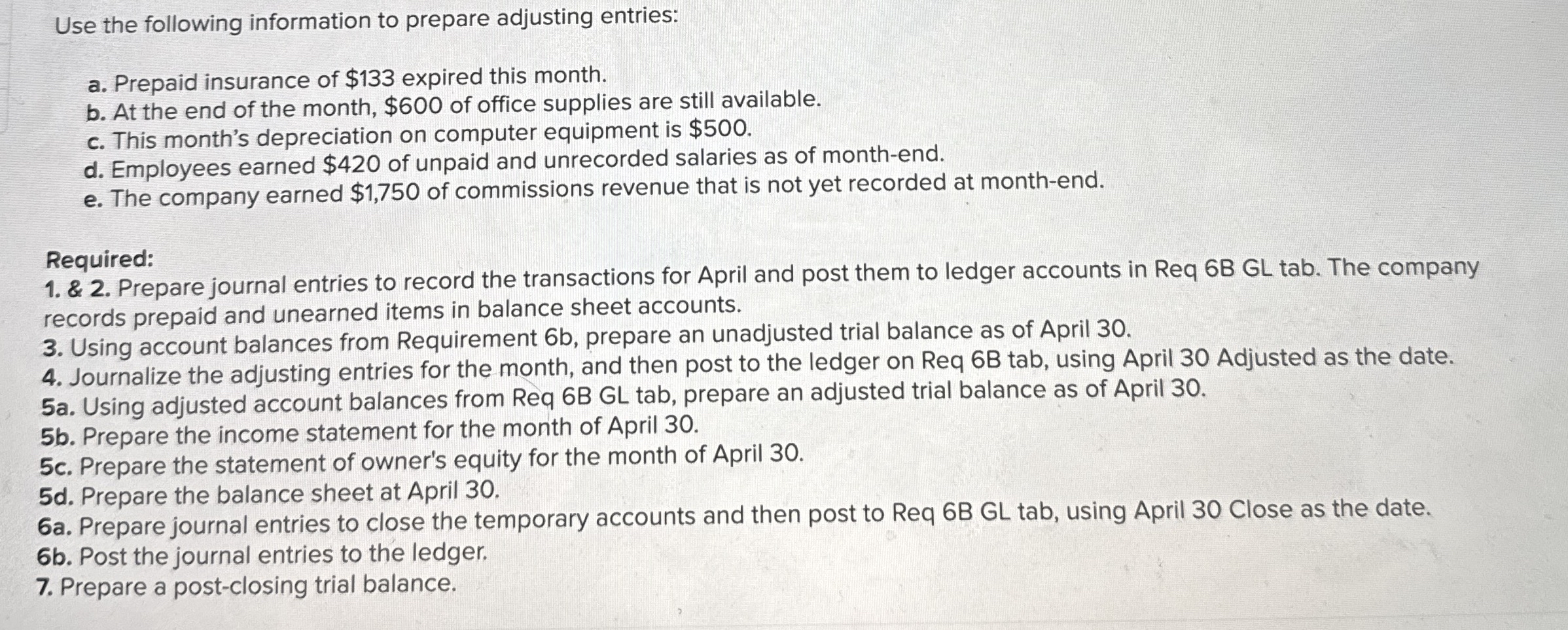  Problem 4-1A (Static) Applying the accounting cycle LO P2 On April