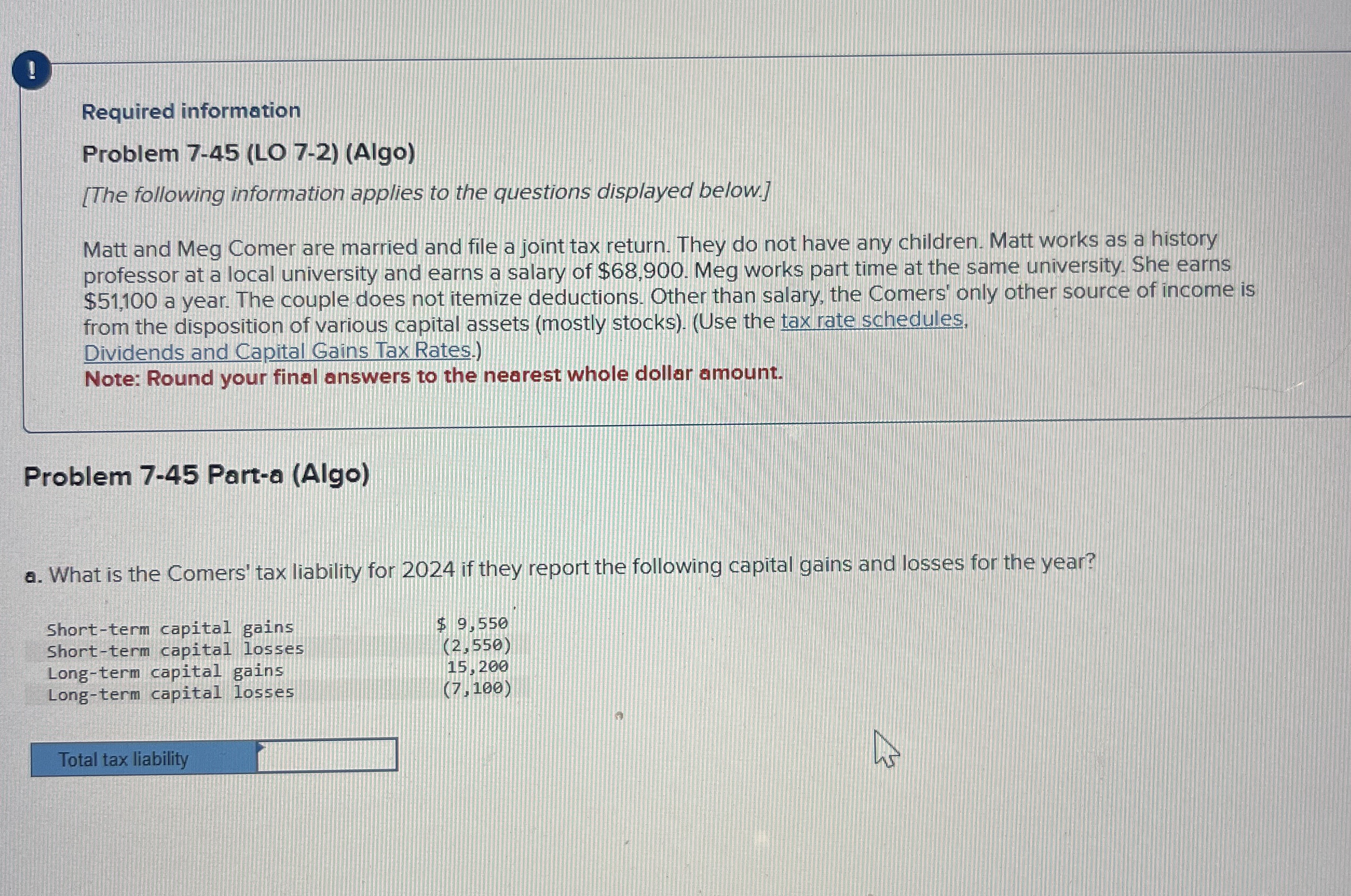  Required information Problem 7-45(LO 7-2)(Algo) [The following information applies to the