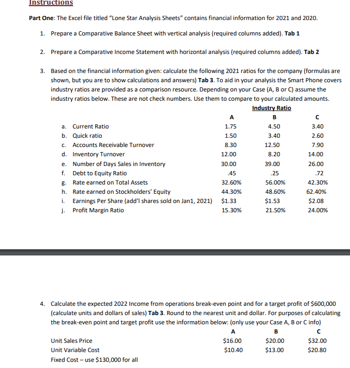 Please use numbers for B Part One: The Excel file titled "Lone