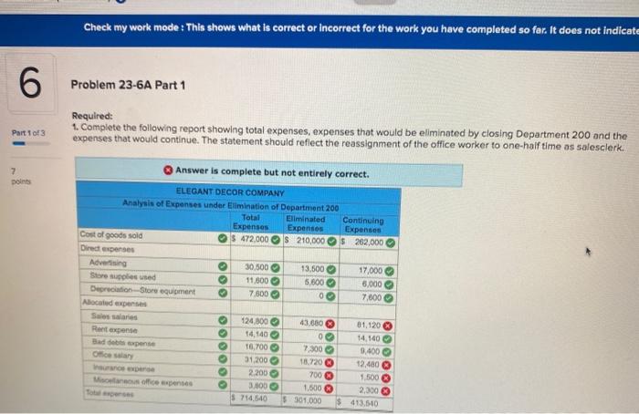 work you have completed so far. It does not indicate com 6