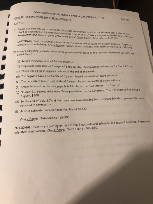  COMPREHENSIVE PROBLEM 1 PART A (CHAPTERS 1. 3. 4) PREHENSIVE PROBLEM