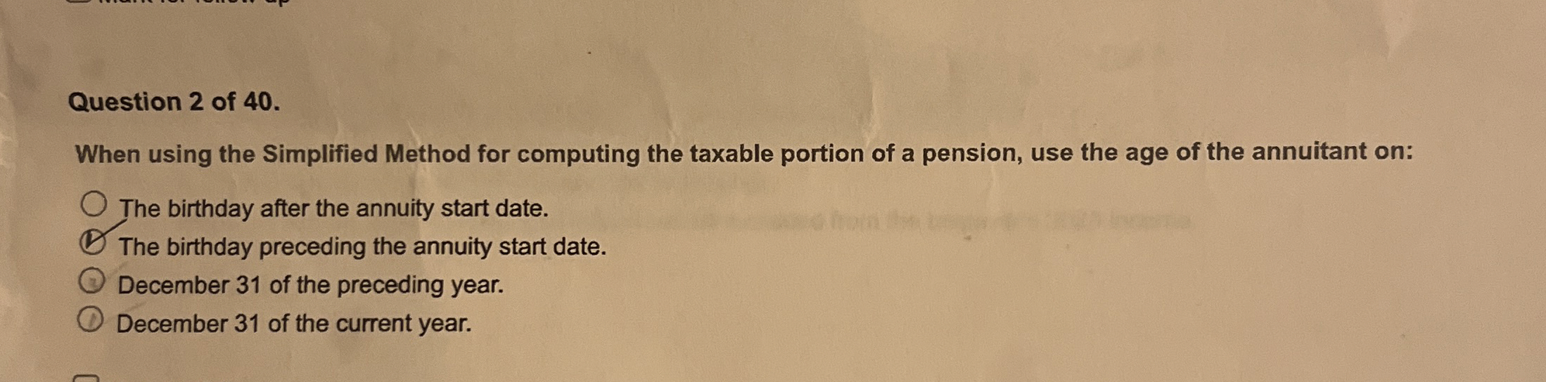  Question 2 of 40. When using the Simplified Method for computing