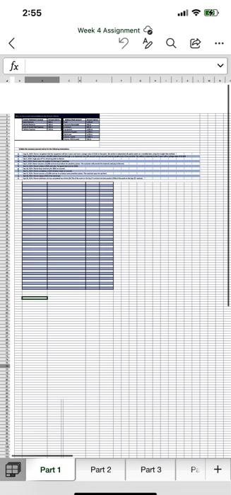 need answer urgent 2:55 Week 4 Assignment A 3 Part 2 Part