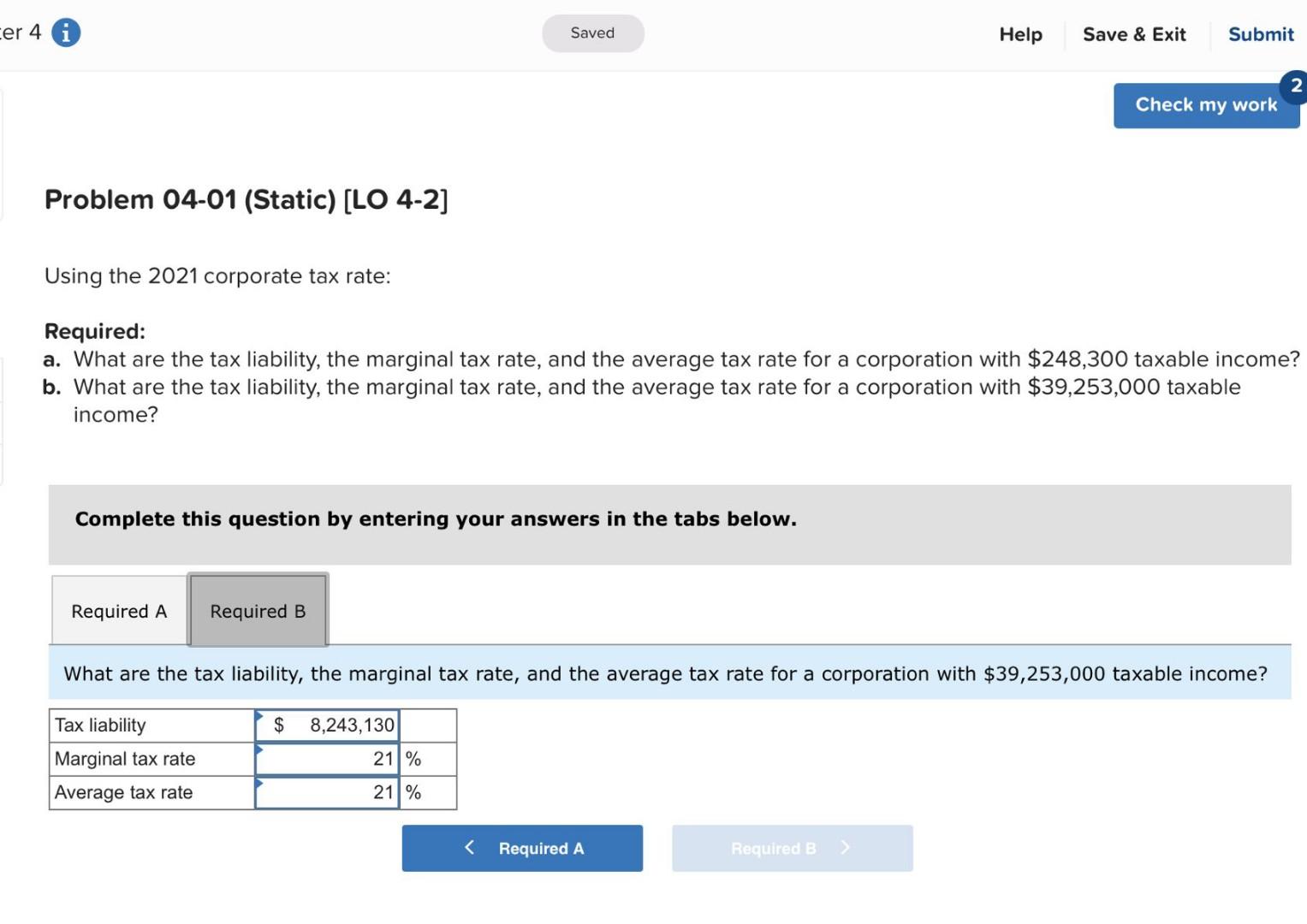  er 4 i Saved Help Save & Exit Submit Check my