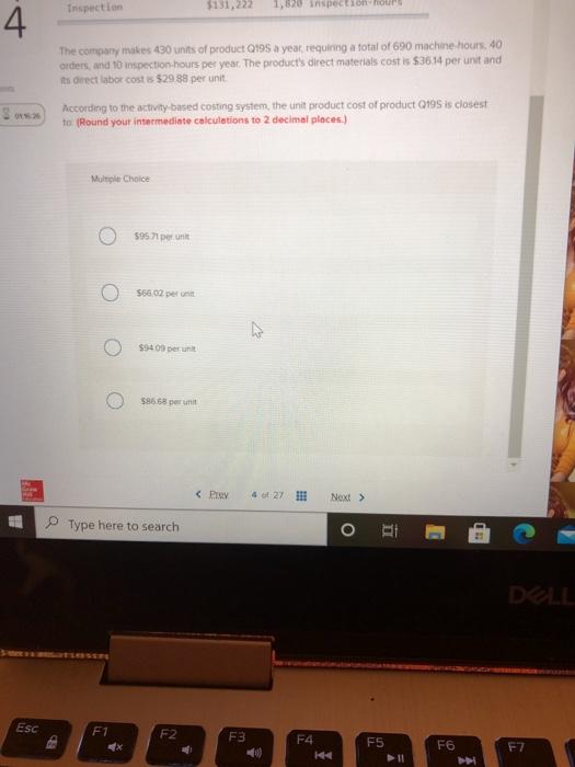 following data from its activity-based costing system: Activity Cost Pools Assembly Processing