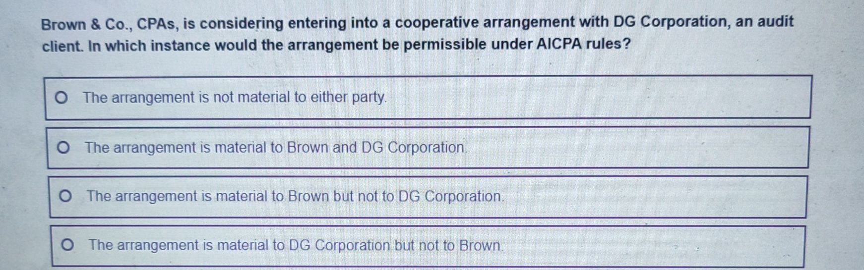  Brown & Co., CPAs, is considering entering into a cooperative arrangement