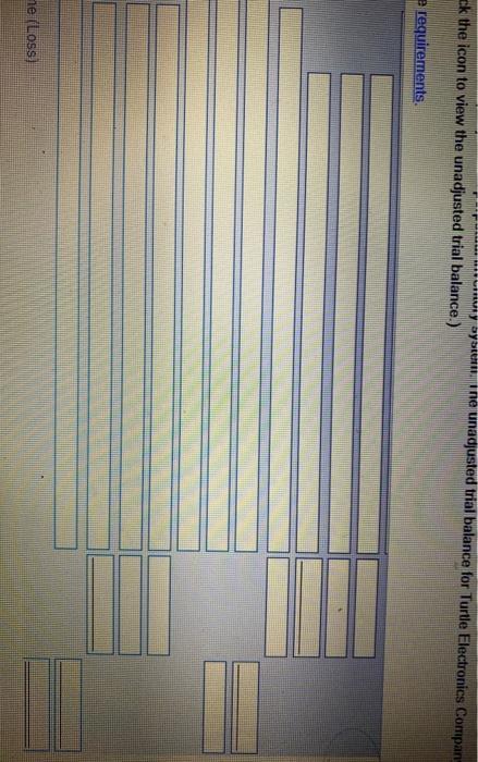 inventory system. The unadjusted trial balance for Turtle Electronics Company E: (Click