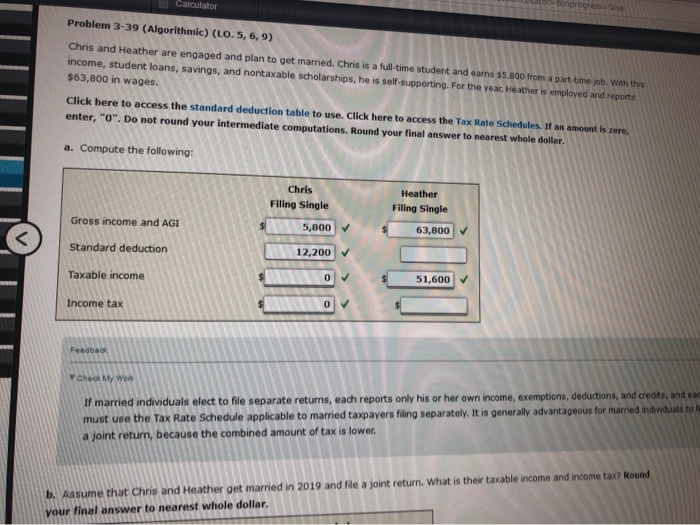  calculator nprogress false Problem 3-39 (Algorithmic) (LO. 5, 6, 9) Chris