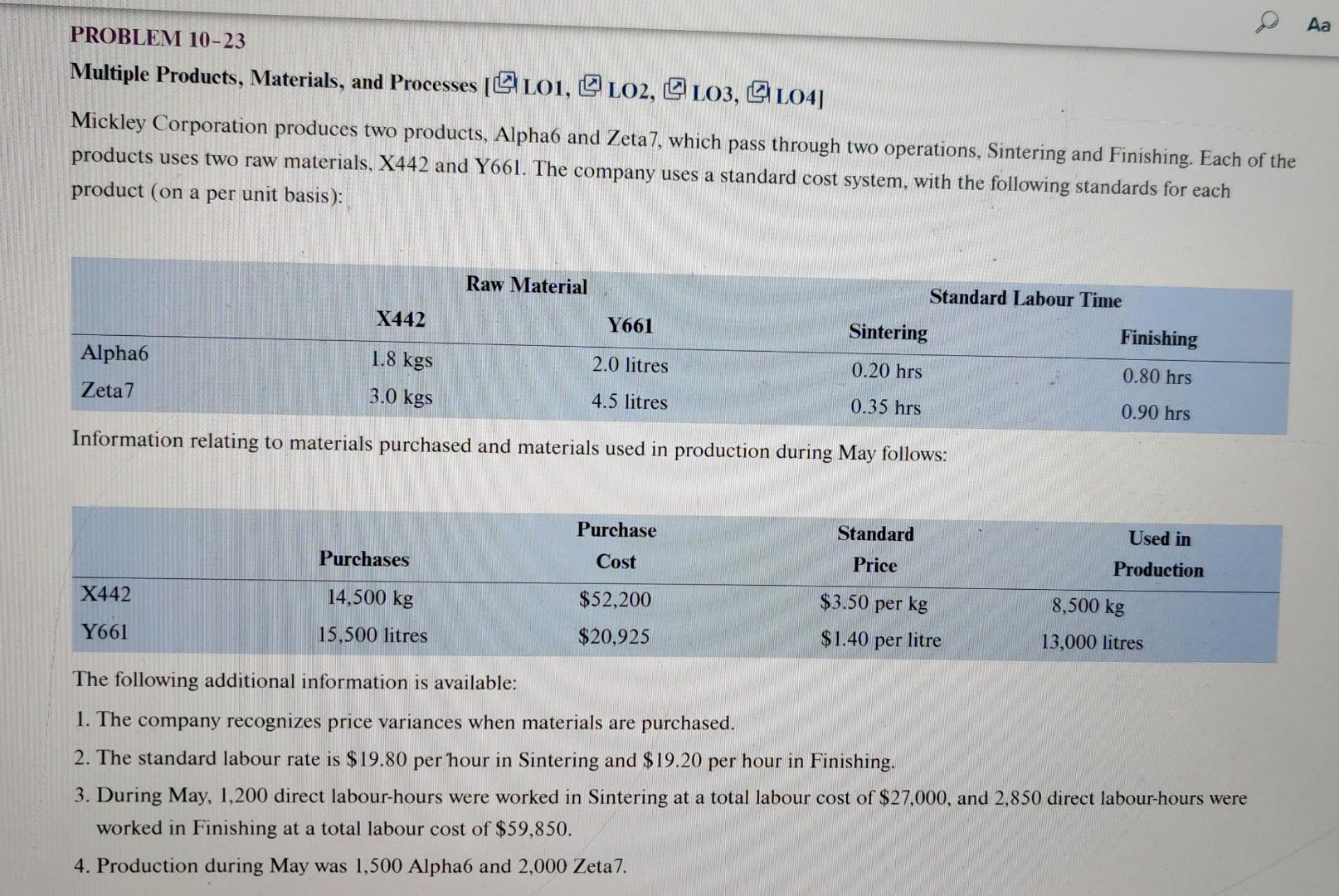 Please do Question 1 2 & 3 correctly Multiple Products, Materials,
