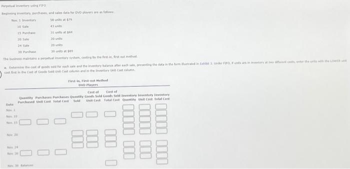  Perpetual inventory using FIFO Beginning inventory, purchases, and sales data for