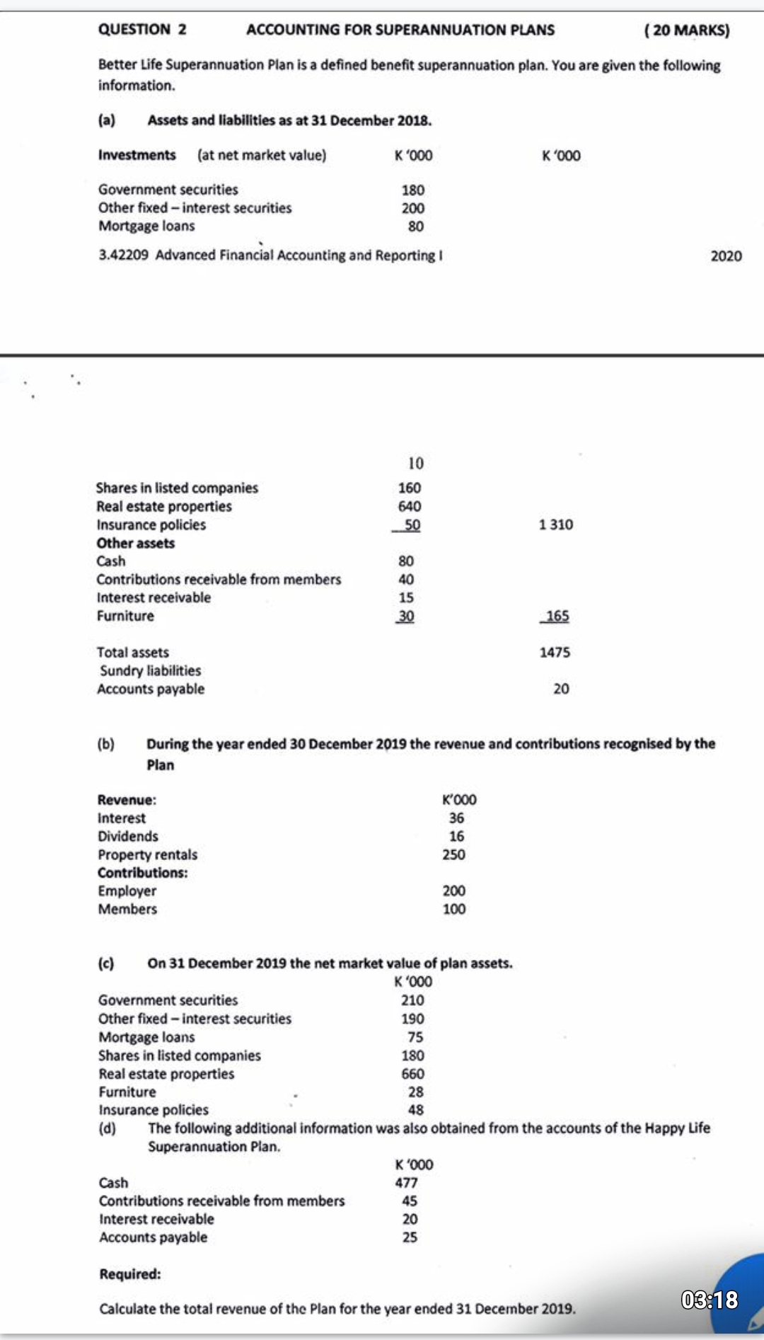  Question 6 QUESTION 2 ACCOUNTING FOR SUPERANNUATION PLANS (20 MARKS) Better