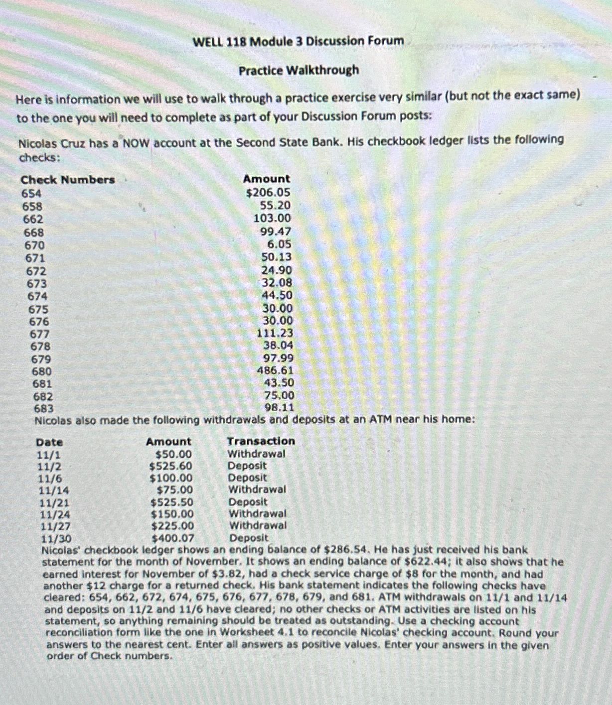 WELL 118 Module 3 Discussion Forum\ Practice Walkthrough\ Here is information