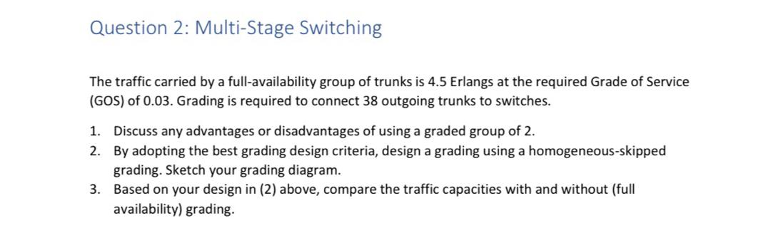 Question 2: Multi-Stage Switching The traffic carried by a full-availability group