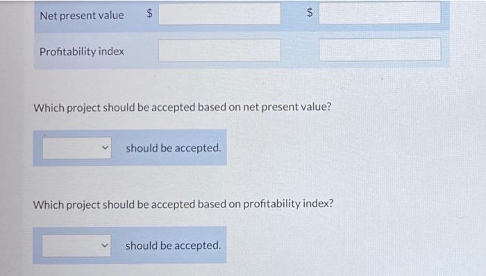 two different, mutually exclusive capital expenditure proposals. Project A will cost $404,000,