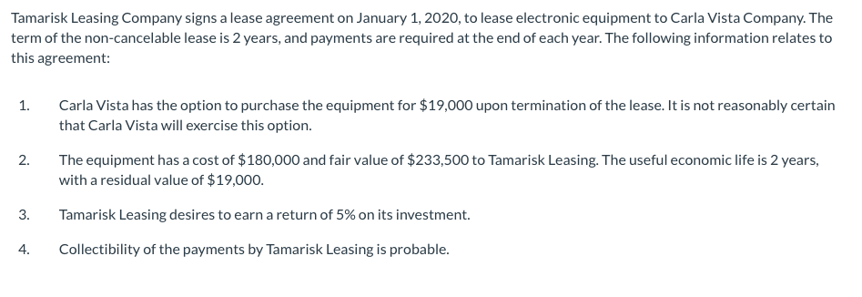 11b Please , provide answer and calculations for part b Tamarisk Leasing