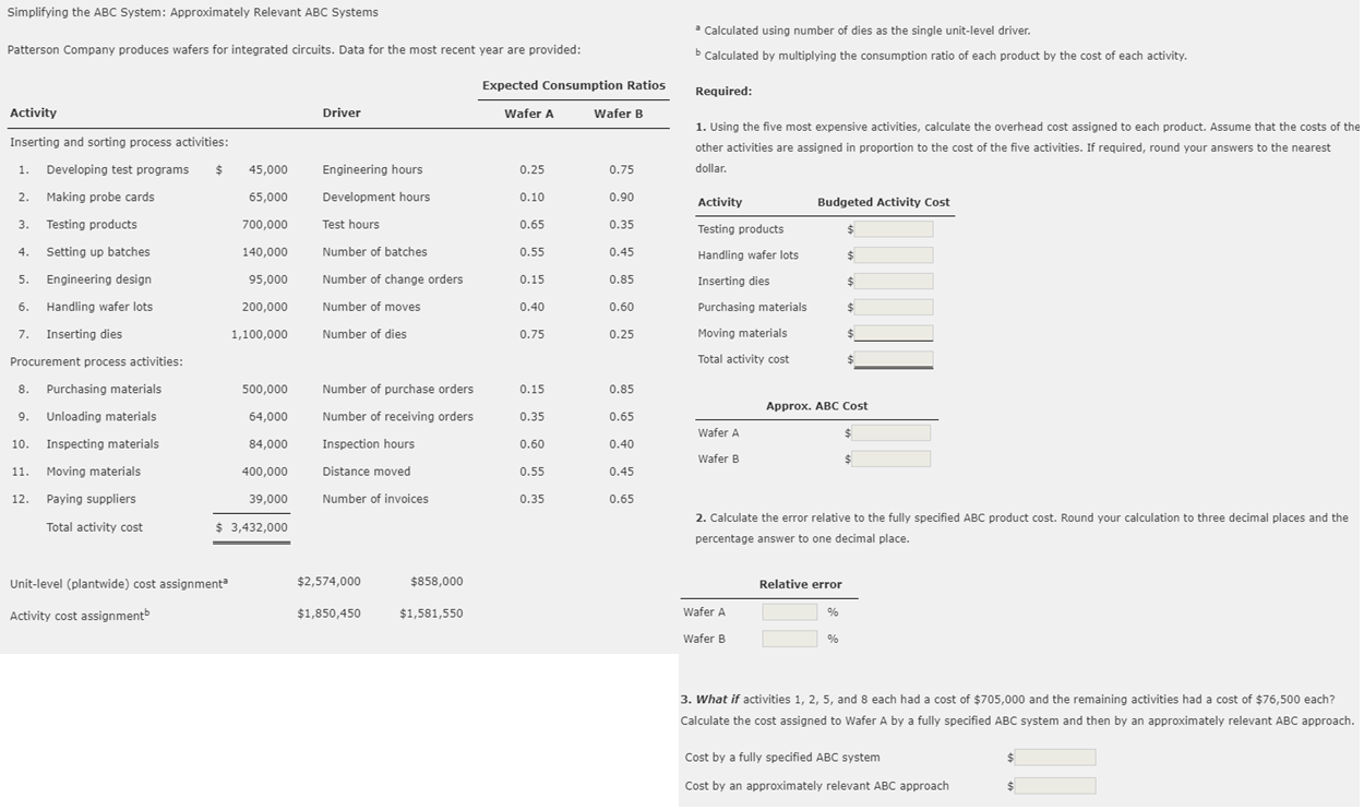  Simplifying the ABC System: Approximately Relevant ABC Systems Patterson Company produces