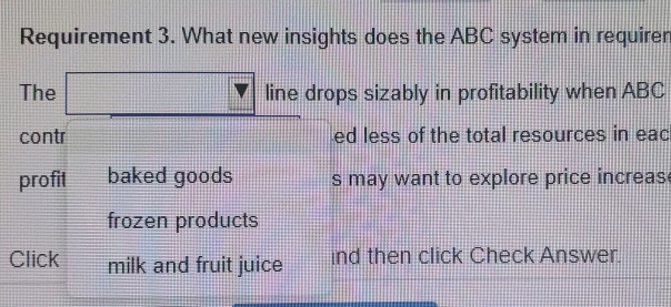 milk and fruit juice, and frozen products. It identifies four activities and