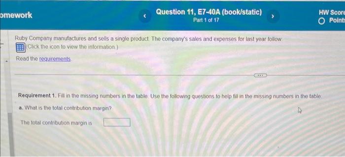 please answer all parts asap! will give thumps up! Ruby Company manufactures