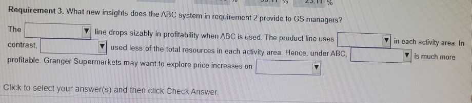 to view the activity cost rates) The revenues, cost of goods sold,