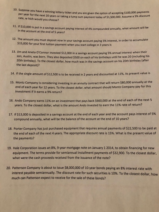 and of the interest for 15 years. At the end of the