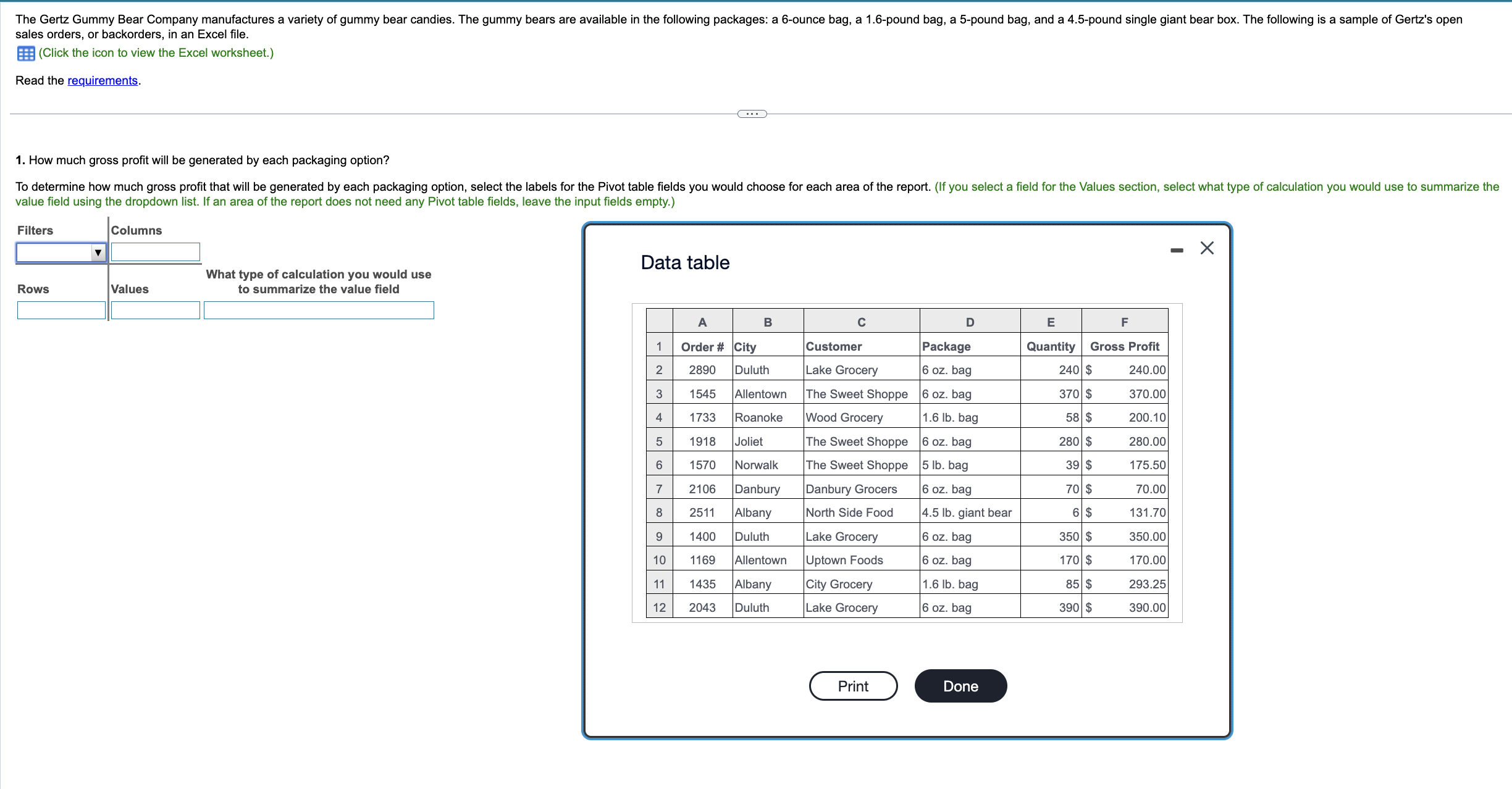  sales orders, or backorders, in an Excel file. (Click the icon