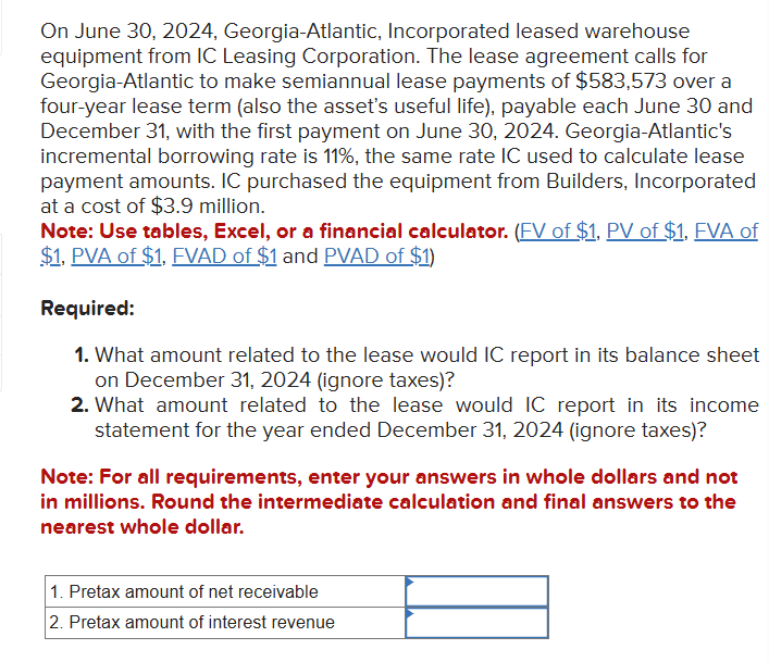  On June 30,2024, Georgia-Atlantic, Incorporated leased warehouse equipment from IC Leasing